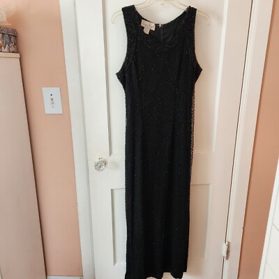 Fully Beaded Petite Large Black Formal Homecoming Gown Dress