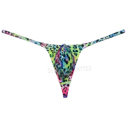 Mens Leopard Thong Gstring Underwear Mankini Tangas Jockstrap Pouch T