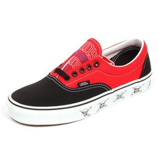 H1556 sneaker uomo VANS man ERA fabric shoe red/black