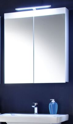 Badezimmer Bad Spiegelschrank weiß Hochglanz Badschrank 2-türig 60 x 77cm Amanda