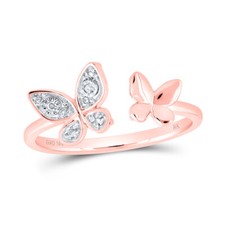 10K ROSE GOLD ROUND DIAMOND BUTTERFLY RING .03 CTTW