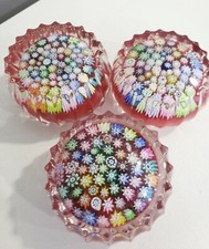 Lot 3 Peter McDougall Fluted Millefiori Close Pack on Red Ground 43mm