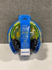 Two Pair Philips Kids On-Ear Headphones Blue Green Great for Back To School