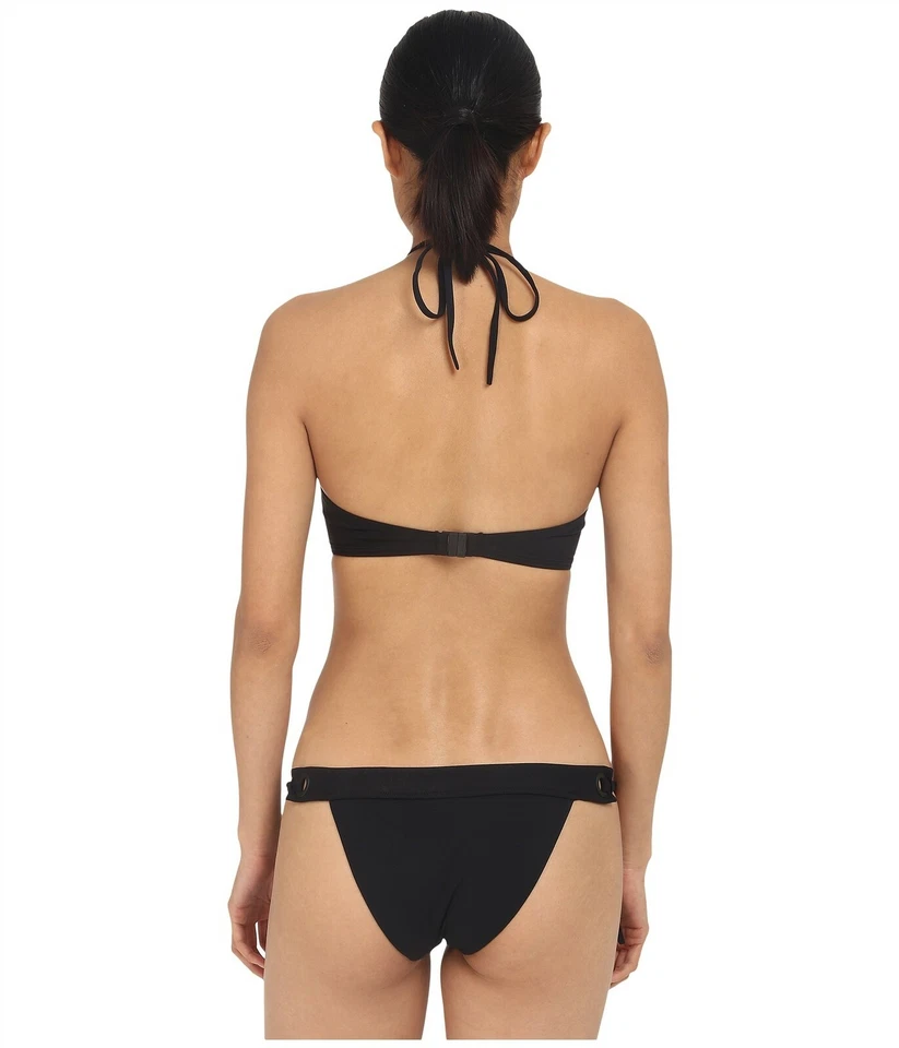 Conjunto de bikini para mujer Proenza Schouler sólido ojal traje de baño negro 127405 talla L Foto 3 de 3