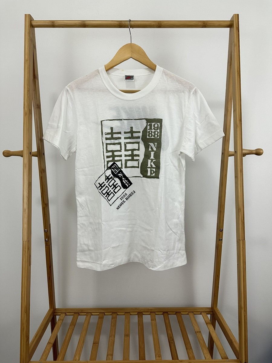 80s KOREA製 JCPENNY レーヨンシャツ VTG 80s Nike Seoul Korea 1988 Olympics Double Sided Single Stitch