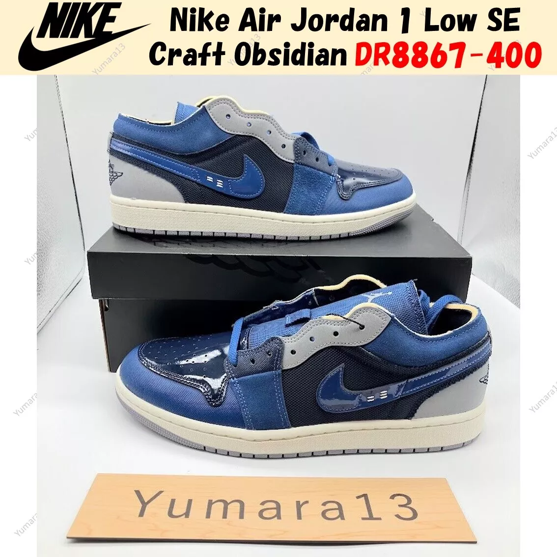 Nike Air Jordan 1 Low SE Craft Obsidian Ashen Slate Blue DR8867-400 US 4-14 New Nike Air Jordan 1 Low SE Craft Obsidian Ashen Slate Blue DR8867-400 US 4-14 New