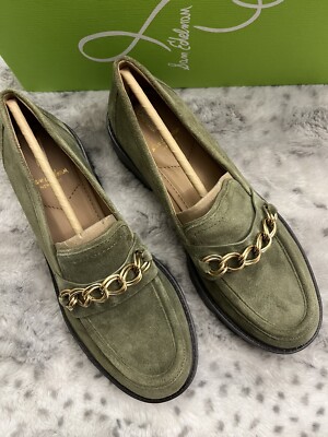 SAM EDELMAN Taelor Chain Link Leather Lug Sole SUEDE Loafer MSRP$160 Super  Comfy