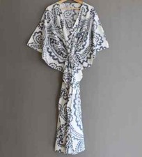 Indian 100% Cotton Long Kaftan Dress White Color  Kimono Sleepwear Caftan Maxi