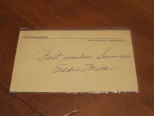 Eddie Miller Autographed Index Card Postcard 