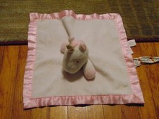 CLOUD ISLAND UNICORN PLUSH PINK SATIN TRIM BABY SECURITY BLANKET LOVEY