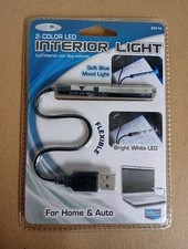 2 Color Dual 12V Adapter USB LED Flexible IInterior Light With On/ Off Switch