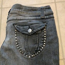 nobo No Boundaries juniors 13 black denim jeans zip straight 5 pockets studded