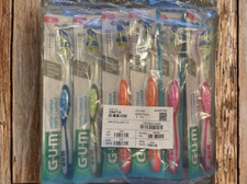 GUM Tooth  Tongue 394TA Toothbrushes Bulk Lot Pack of 6 Dual Function