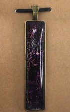 Handmade Antique Bronze Hand Painted Glass Pendant 2  Rectangle Bar New 2241