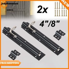 2x Security Tower Bolt Sliding Black Door Gate Bolt Shed Heavy Duty Slip 4" 8"