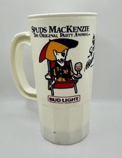 VINTAGE THE ORIGINAL PARTY ANIMAL SPUDS MACKENZIE BUD LIGHT 6 1/2" PLASTIC STEIN
