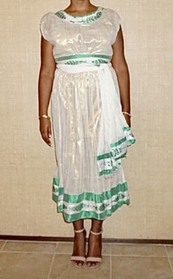 new green and gold traditional and modern ethiopian dress, eritrean dress |  eBay