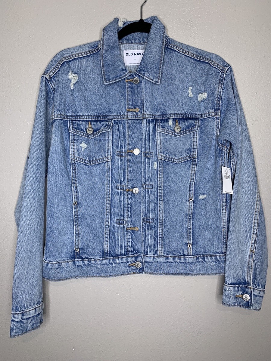 Old Navy Mens Denim Jacket Small Jean Blue Distressed New