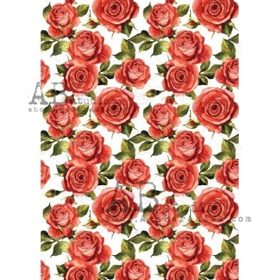 Rose Floral | A4 Rice Paper | Paper for Decoupage | AB Studios