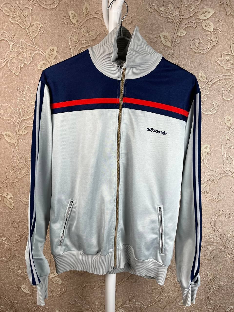 Adidas Vintage 80s Gray Metallic Track Jacket Made In West Germany Mens Size L