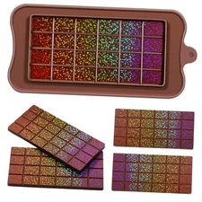 Holographic Chocolate Molds Resin Silicone Chocolate Bar Deep Thick Molds Dot