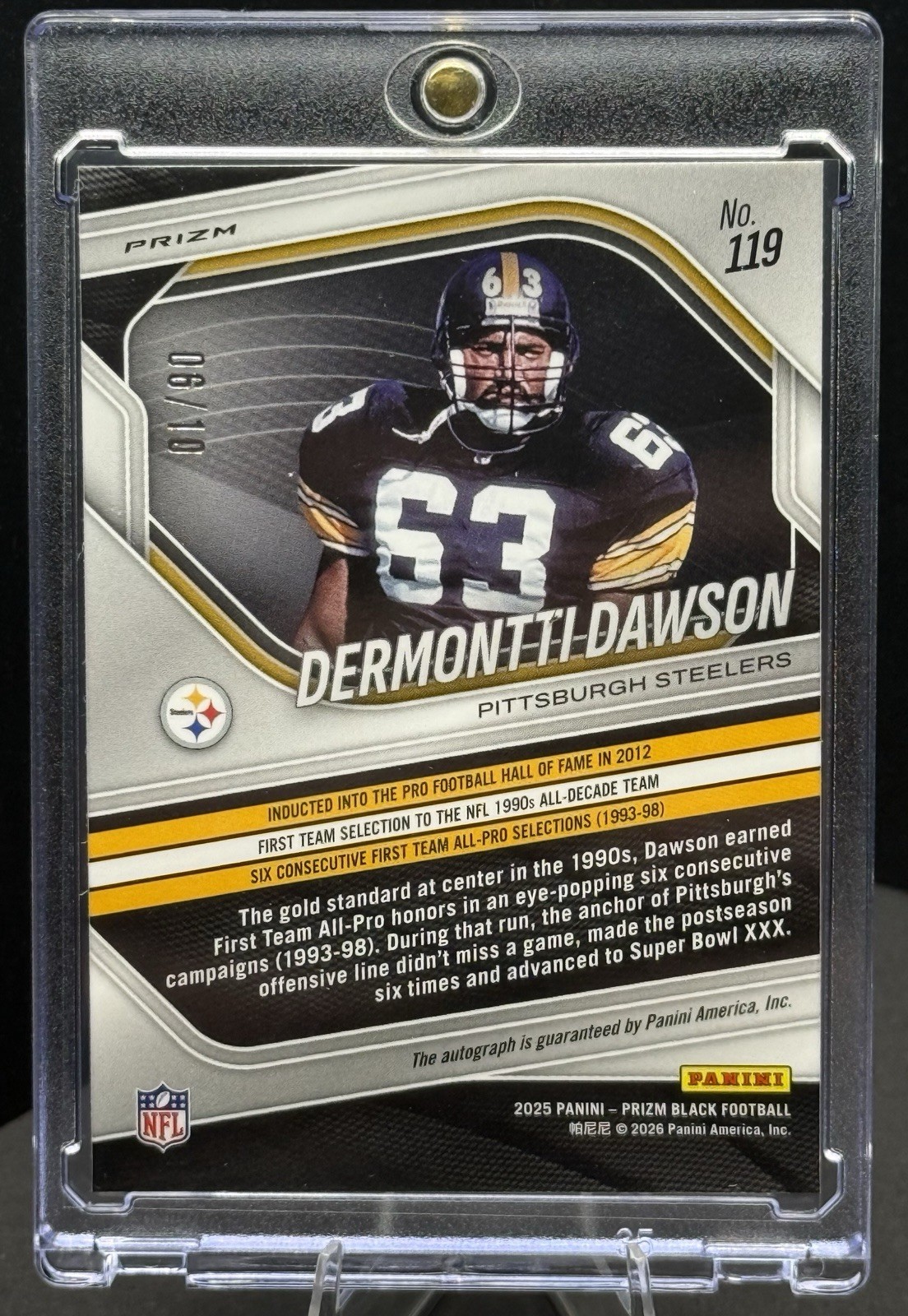 2025 Panini Prizm Black Dermontti Dawson Auto Prizms Gold Shimmer FOTL  /10 #119 view 2