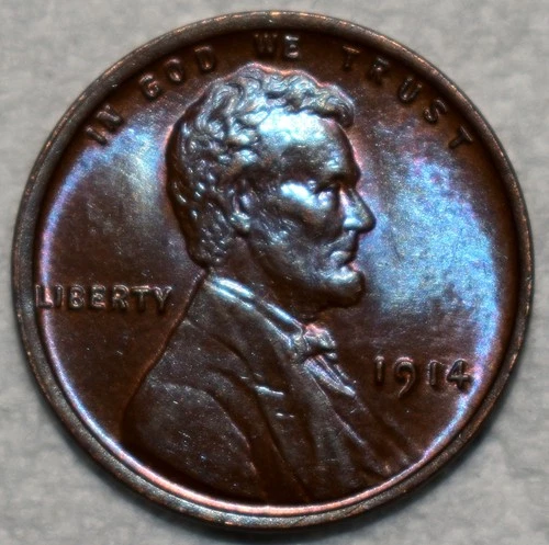 Brilliant Uncirculated 1914-P Lincoln Cent, Beautifully Toned specimen.
