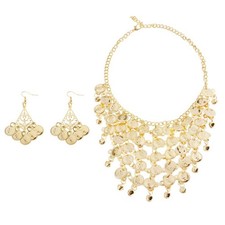 2Pcs Gypsy Bauchtanz Schmuck Set Halskette Ohrringe Baumel Haken Ohrringe