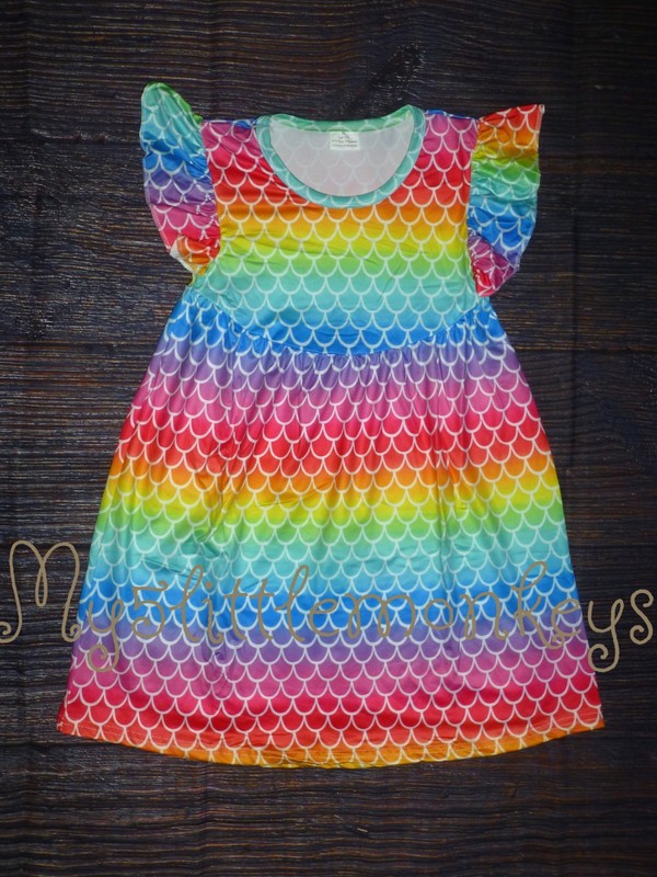 NEW Boutique Mermaid Girls Rainbow Sleeveless Dress Size 3T