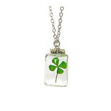 Yocoyee Dried Leaves Lucky 4-Leaf Sunflower Pendant Necklace St. Clover