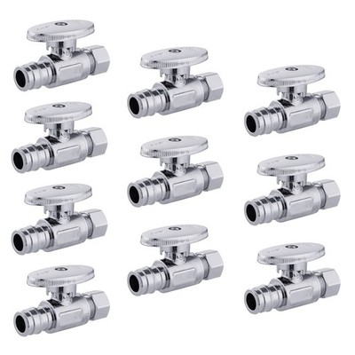 10 PCS EFIELD Stop Valve Pex-a 1/4 Turn Straight 3/8 OD Compression X 1/2 Expans