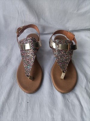 Alba Moda Mehrfarbige Glitzer-Sandalen Blockabsatz Goldenem Metallic-Riemen 39