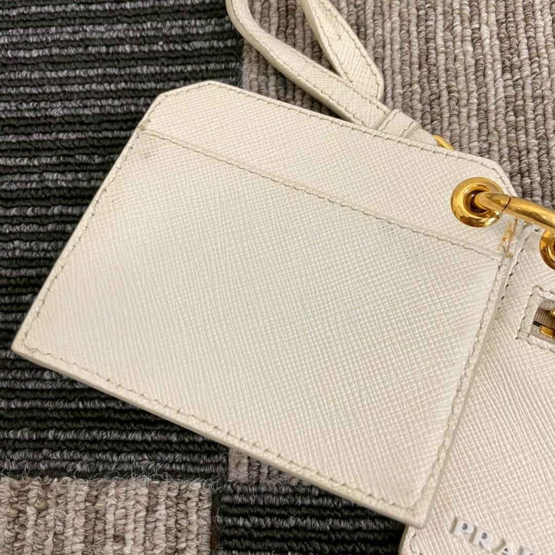 Prada Saffiano Card Case with Banana Charm Silver Tone Metal Accents thumbnail 3