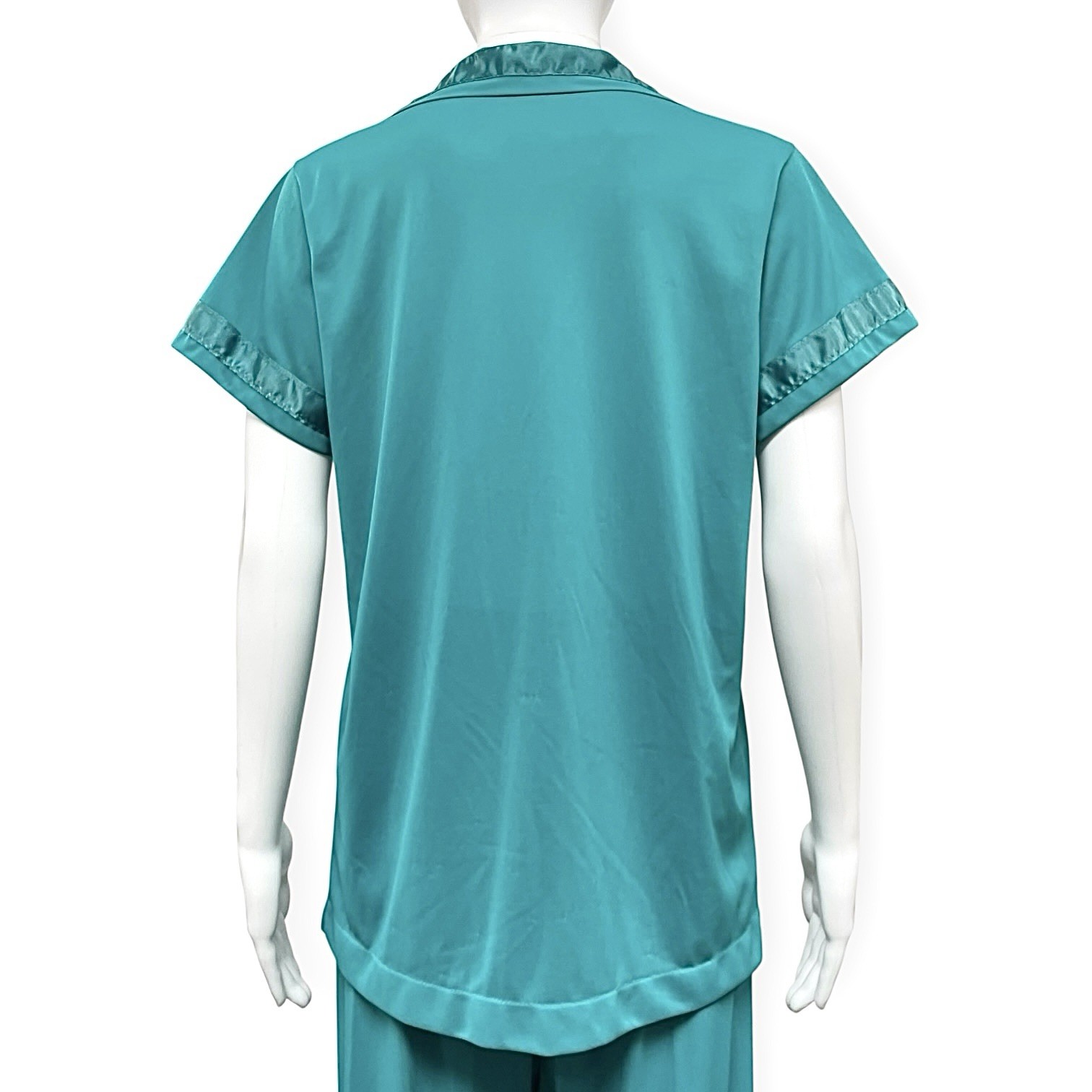 Henson Kickernick Vintage Nylon Satin Pajama Set Teal Green Size 34 Small