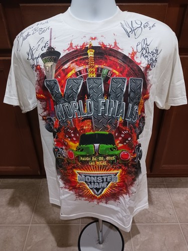2015 Monster Jam Autographed World Finals Shirt Monstre Truck Racing Las Vegas