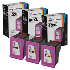 Replacement Replacement Fits for HP 60XL / CC644WN High YieColor Ink 3-Pack