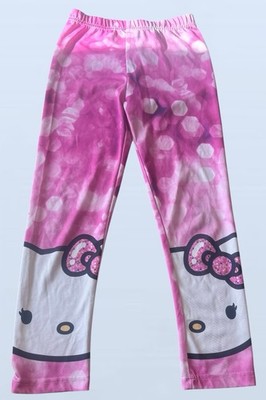 Hello Kitty Pink Tie Dye Leggings Girls S 6/6x Bow Graphic Leggings