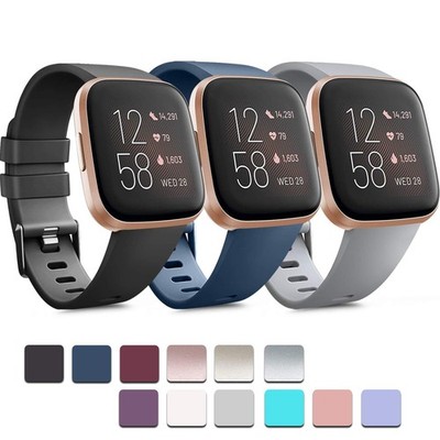 PACK 3 Soft Silicone Bands Compatible for Fitbit Versa 2 / Fitbit Versa/Fitbi...