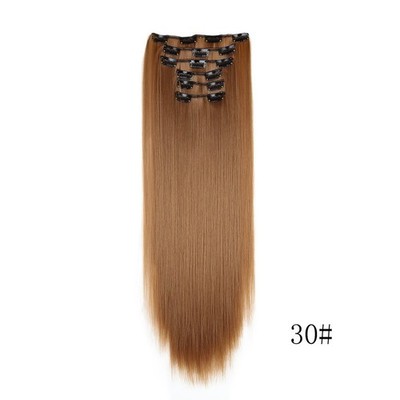 6 Stück Glatthaar Extensions 60 cm 16 Clips für Perücken und Styling