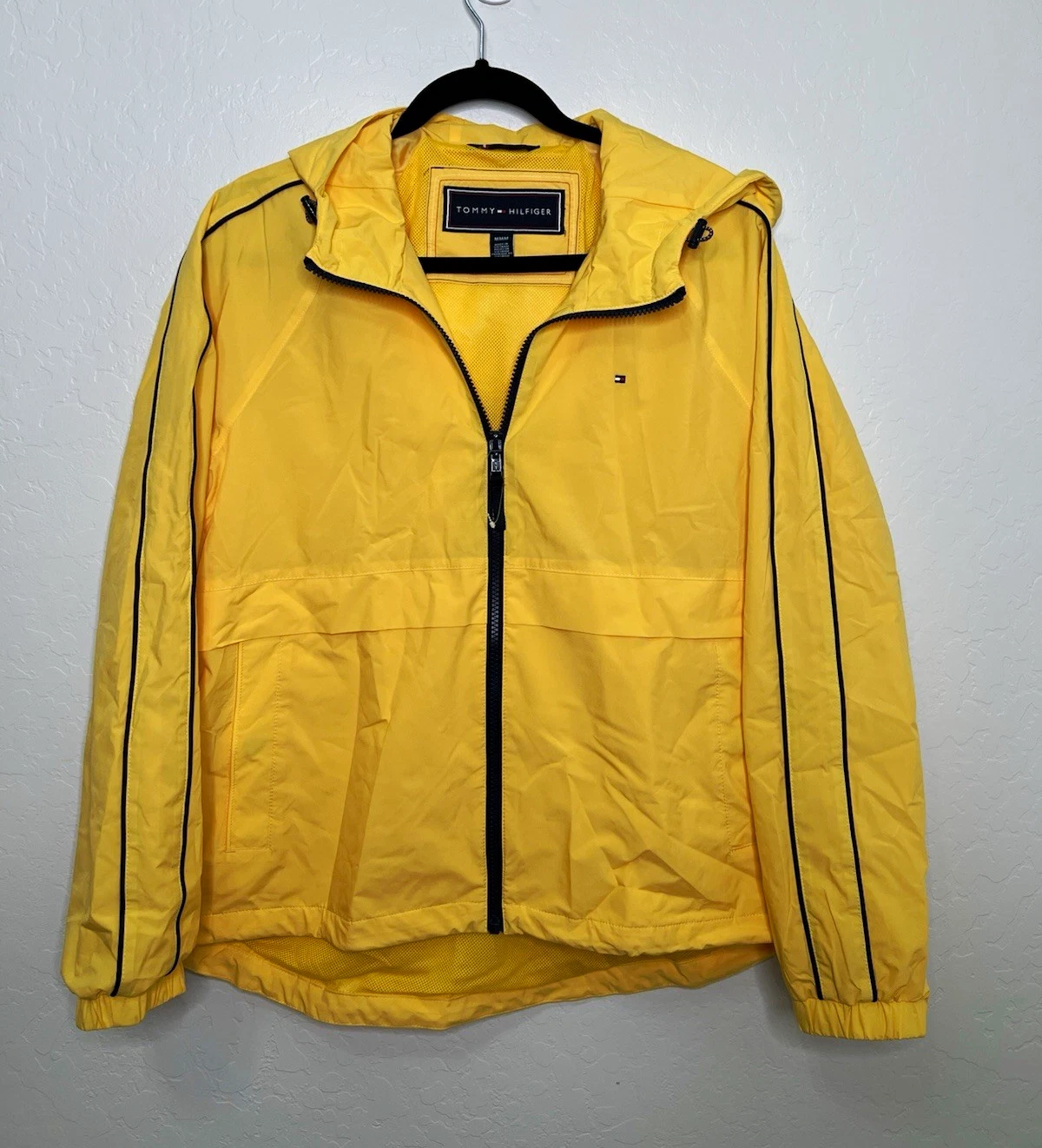 Tommy Hilfiger Yellow Hooded Full Zip Windbreaker Jacket Men’s Size M image 1