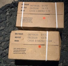 MRE Meals Ready To Eat Cases of 12 A and B Case Date 06 2028 24 Meals
