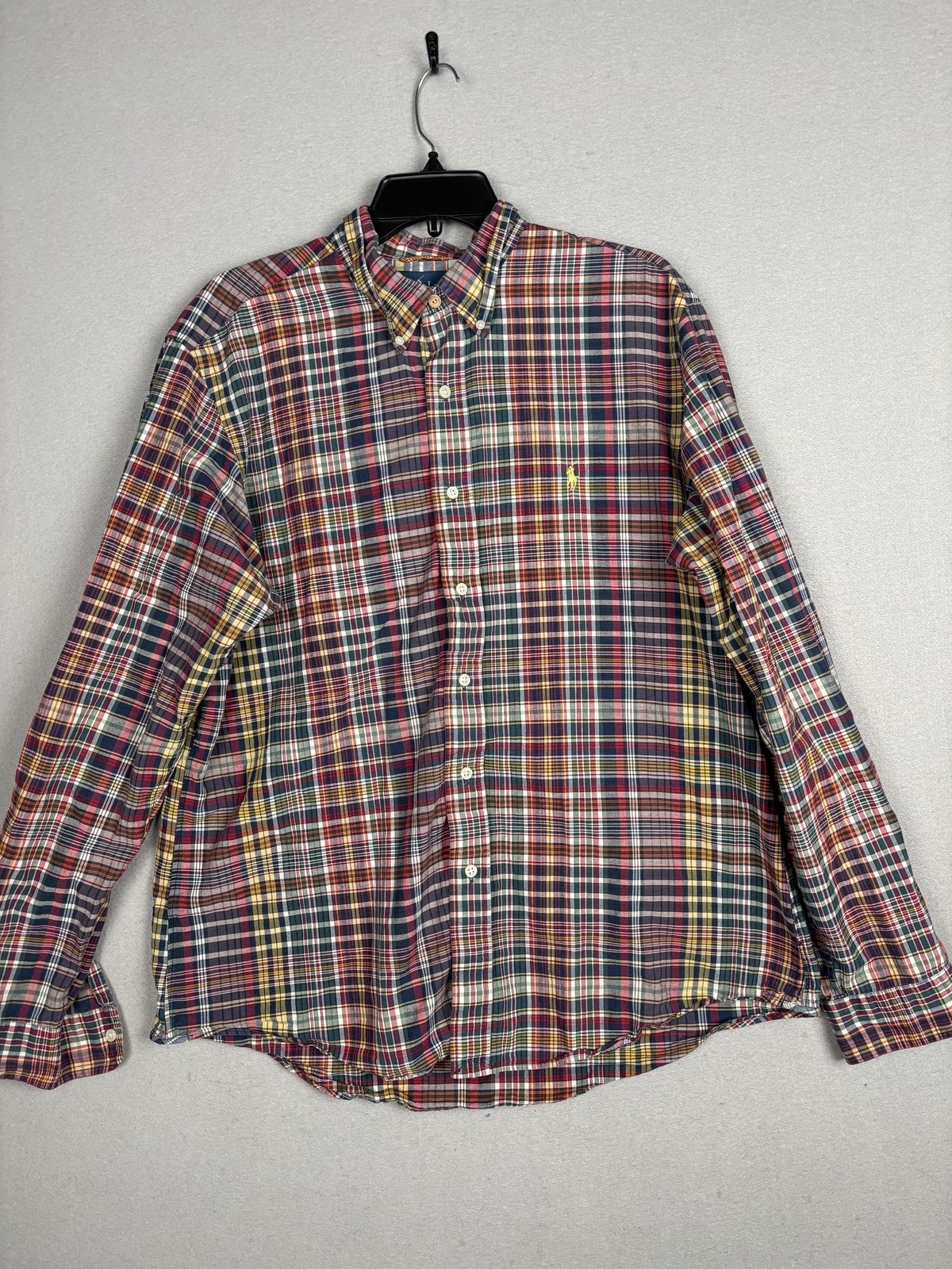 Ralph Lauren Shirt Mens XL Multicolor Plaid Custom Fit Button Down Pony Logo