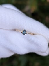 9ct Yellow Gold Natural Alexandrite And Diamond Ring Size M-N
