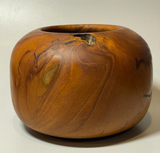 Hand Turned Wooden Bowl Signed ALF 2019 Rustic Natural Inclusion Bark Knot