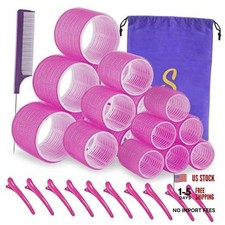 Self-Grip Hair Roller Set - 18 Pcs - Rose Red Hair Roller Clips