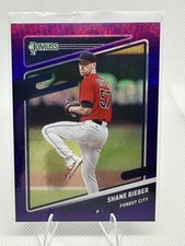 2021 Panini Donruss - Variation Shane Bieber #183 Holo Purple Forest City