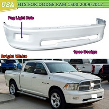New Front Bumper Face Bar Bright White For Dodge Ram 1500 2009-12 W Fog Light