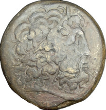 MONEDA DE BRONCE GRIEGA ANTIGUA; PTOLOMEO III EVERGETES 246-222 A.C. MONEDA ENORME TETROBOL