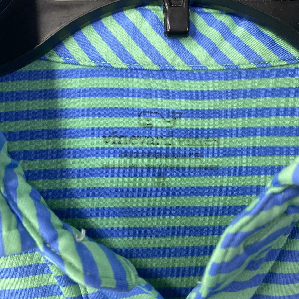 Polo Vineyard Vines Performance Juvenil XL Verde Azul Ligero Golf 21x28 Foto 2 de 4