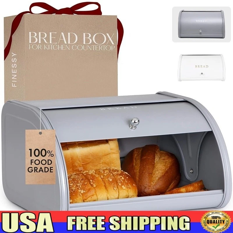 Stainless Steel Bread Box Keeps Bread Fresh Kitchen Counter Storage Organizer US